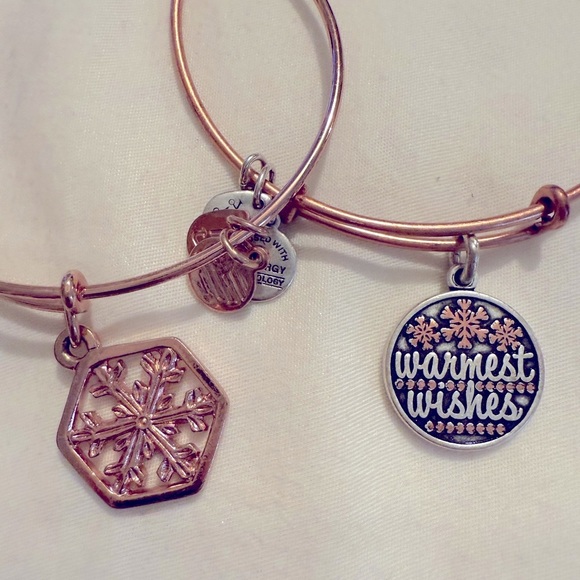 Rose Gold Holiday Bangle Bracelets- lot of 2 - Picture 1 of 6